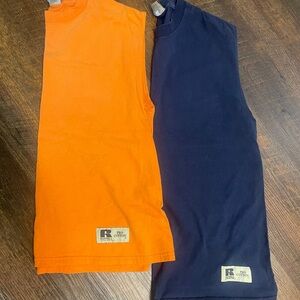 Vintage Men’s M Russell Athletic Orange and Navy Sleeveless Shirts